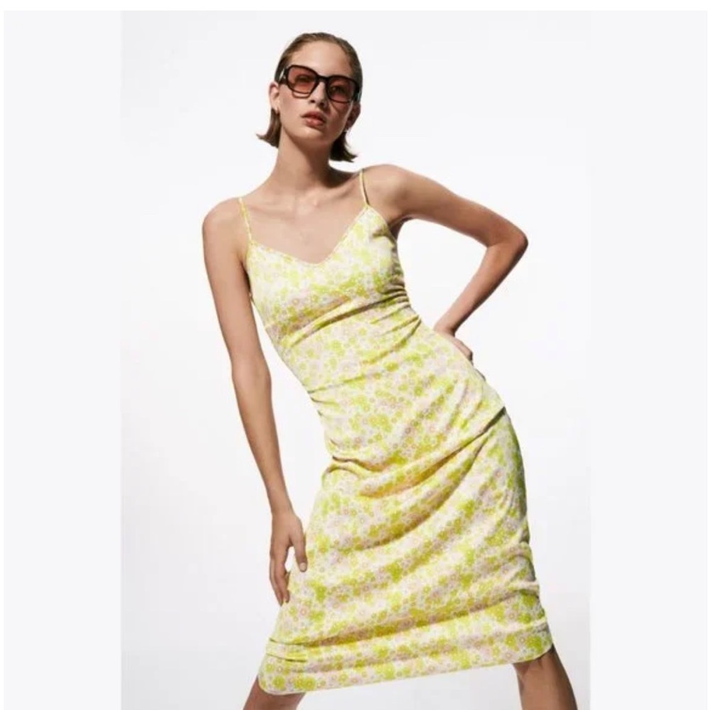 Zara Retro Floral Open Back MIDI Dress